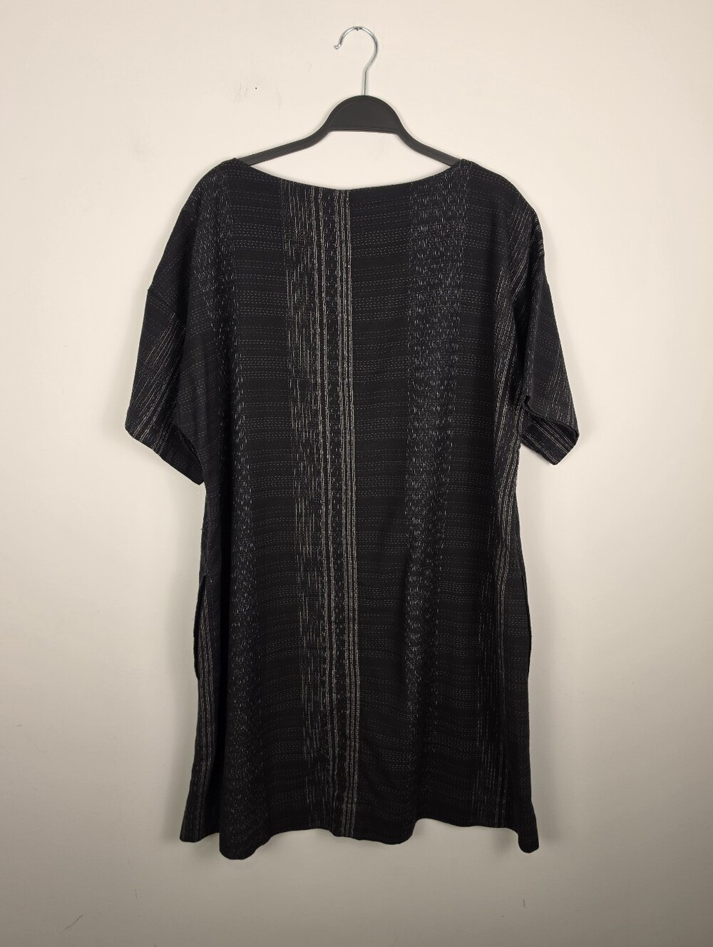 Fisher Project By Eileen Fisher Koshi Crossing Shift Dress Black Womens Size XL - Picture 3 of 14